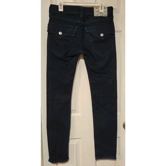 True Religion Men's Rocco Relaxed Skinny Jeans 31 Flap Pockets Dark Wash - Picture 3 of 7